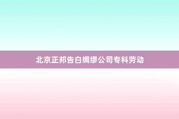 北京正邦告白绸缪公司专科劳动